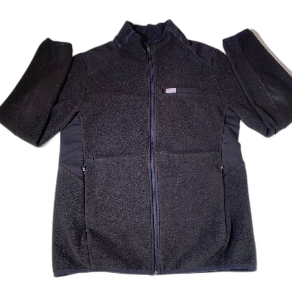 Figs Jacket Womens Medium Black On Shift Sherpa Pockets Medical